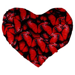 The Red Butterflies Sticking Together In The Nature Large 19  Premium Heart Shape Cushions by BangZart