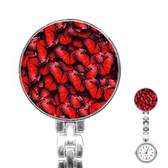 The Red Butterflies Sticking Together In The Nature Stainless Steel Nurses Watch by BangZart