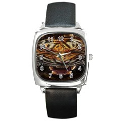 Tiger Face Square Metal Watch by BangZart