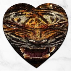 Tiger Face Jigsaw Puzzle (heart) by BangZart