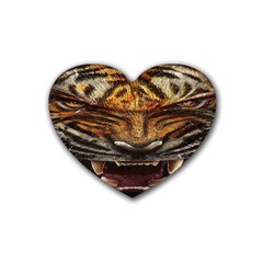 Tiger Face Rubber Coaster (heart)  by BangZart