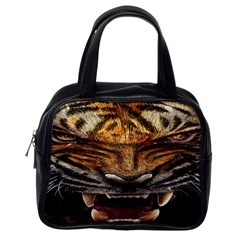 Tiger Face Classic Handbags (one Side) by BangZart