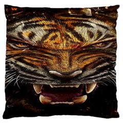 Tiger Face Large Flano Cushion Case (one Side) by BangZart