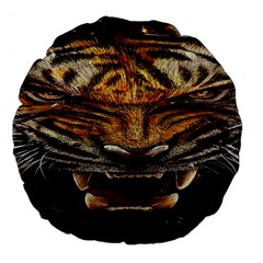 Tiger Face Large 18  Premium Flano Round Cushions by BangZart