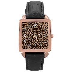 Tiger Skin Art Pattern Rose Gold Leather Watch 