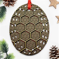 Texture Hexagon Pattern Oval Filigree Ornament (two Sides) by BangZart