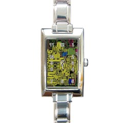 Technology Circuit Board Rectangle Italian Charm Watch by BangZart