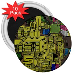 Technology Circuit Board 3  Magnets (10 Pack)  by BangZart