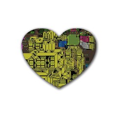 Technology Circuit Board Rubber Coaster (heart)  by BangZart