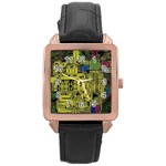 Technology Circuit Board Rose Gold Leather Watch  Front