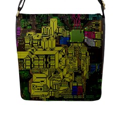 Technology Circuit Board Flap Messenger Bag (l)  by BangZart