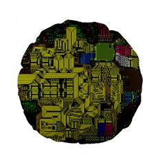 Technology Circuit Board Standard 15  Premium Flano Round Cushions by BangZart