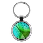 Sunlight Filtering Through Transparent Leaves Green Blue Key Chains (Round)  Front