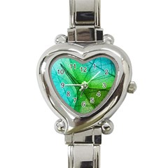 Sunlight Filtering Through Transparent Leaves Green Blue Heart Italian Charm Watch by BangZart