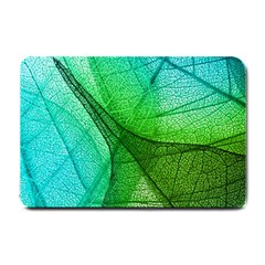 Sunlight Filtering Through Transparent Leaves Green Blue Small Doormat  by BangZart