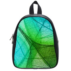 Sunlight Filtering Through Transparent Leaves Green Blue School Bags (small)  by BangZart