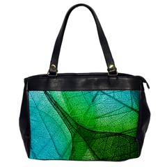 Sunlight Filtering Through Transparent Leaves Green Blue Office Handbags by BangZart