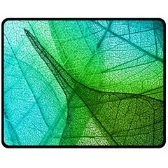 Sunlight Filtering Through Transparent Leaves Green Blue Fleece Blanket (medium)  by BangZart