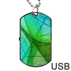 Sunlight Filtering Through Transparent Leaves Green Blue Dog Tag Usb Flash (one Side) by BangZart