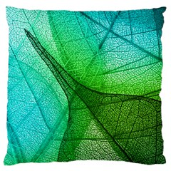 Sunlight Filtering Through Transparent Leaves Green Blue Large Cushion Case (one Side) by BangZart