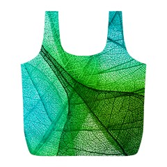 Sunlight Filtering Through Transparent Leaves Green Blue Full Print Recycle Bags (l)  by BangZart