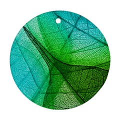 Sunlight Filtering Through Transparent Leaves Green Blue Ornament (round) by BangZart