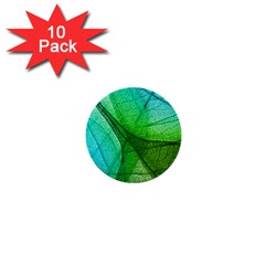 Sunlight Filtering Through Transparent Leaves Green Blue 1  Mini Buttons (10 Pack)  by BangZart