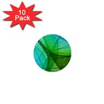 Sunlight Filtering Through Transparent Leaves Green Blue 1  Mini Buttons (10 pack)  Front