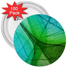 Sunlight Filtering Through Transparent Leaves Green Blue 3  Buttons (100 Pack)  by BangZart