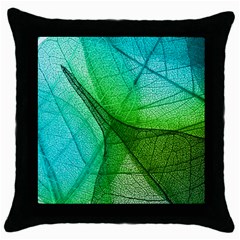 Sunlight Filtering Through Transparent Leaves Green Blue Throw Pillow Case (black) by BangZart