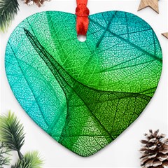 Sunlight Filtering Through Transparent Leaves Green Blue Heart Ornament (two Sides) by BangZart