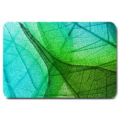 Sunlight Filtering Through Transparent Leaves Green Blue Large Doormat  by BangZart