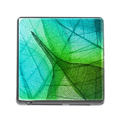 Sunlight Filtering Through Transparent Leaves Green Blue Memory Card Reader (square) by BangZart