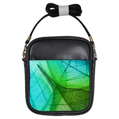 Sunlight Filtering Through Transparent Leaves Green Blue Girls Sling Bags by BangZart