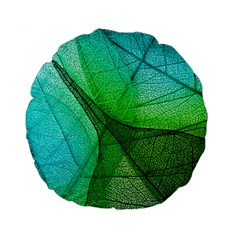 Sunlight Filtering Through Transparent Leaves Green Blue Standard 15  Premium Flano Round Cushions by BangZart