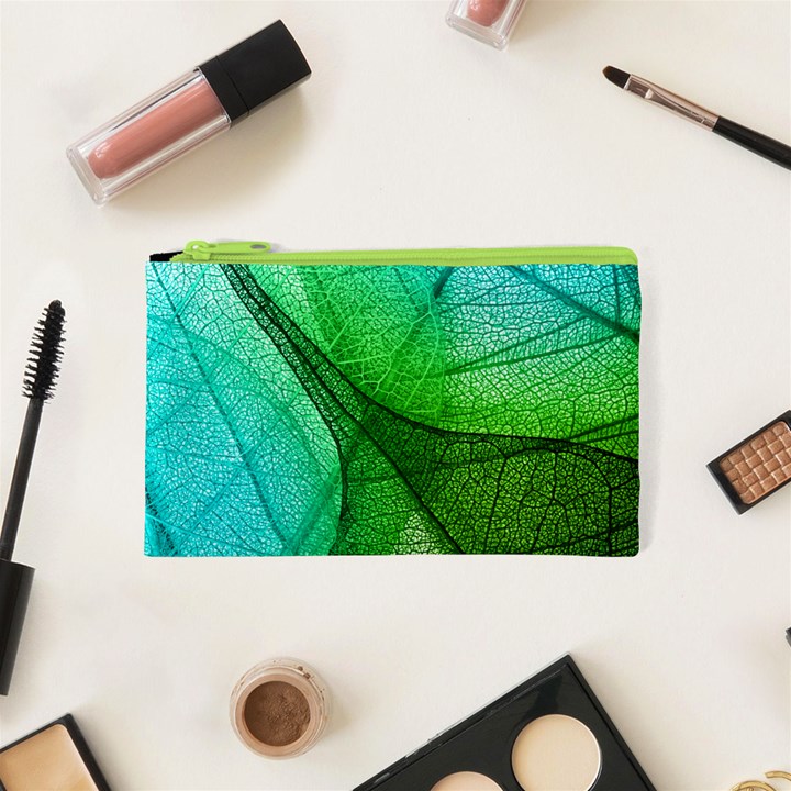 Sunlight Filtering Through Transparent Leaves Green Blue Cosmetic Bag (XS)