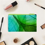 Sunlight Filtering Through Transparent Leaves Green Blue Cosmetic Bag (XS) Back