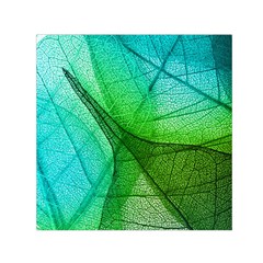 Sunlight Filtering Through Transparent Leaves Green Blue Small Satin Scarf (square) by BangZart