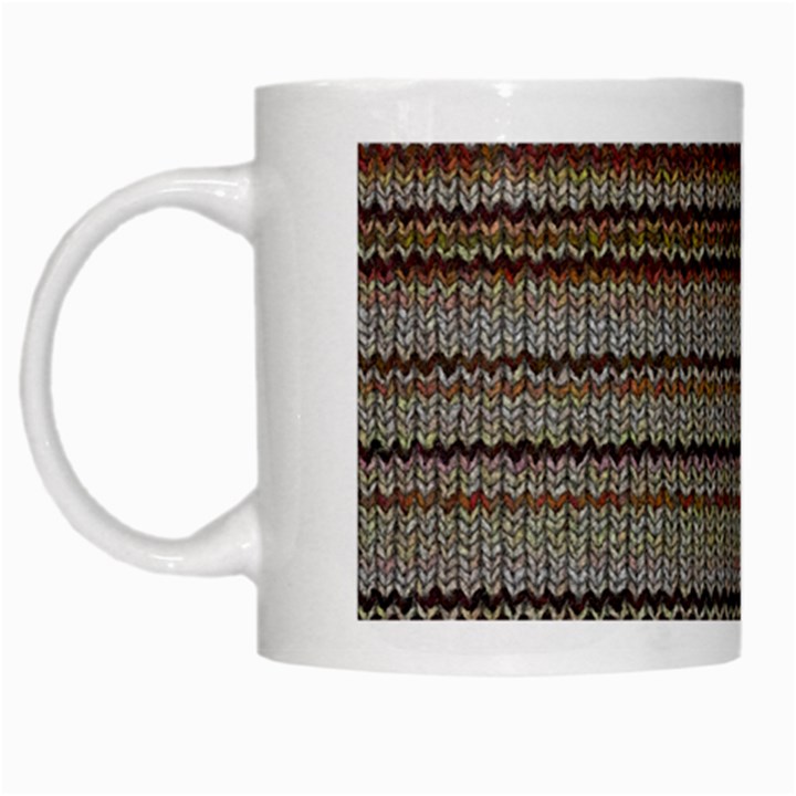 Stripy Knitted Wool Fabric Texture White Mugs