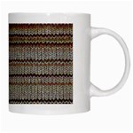 Stripy Knitted Wool Fabric Texture White Mugs Right