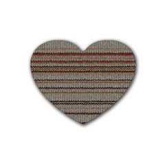 Stripy Knitted Wool Fabric Texture Heart Coaster (4 Pack)  by BangZart