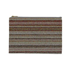 Stripy Knitted Wool Fabric Texture Cosmetic Bag (large)  by BangZart