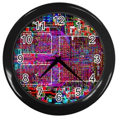 Technology Circuit Board Layout Pattern Wall Clocks (black) by BangZart