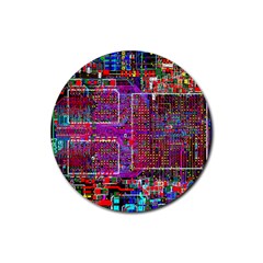 Technology Circuit Board Layout Pattern Rubber Coaster (round)  by BangZart