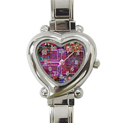 Technology Circuit Board Layout Pattern Heart Italian Charm Watch by BangZart