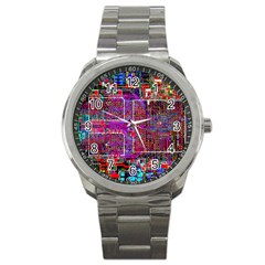 Technology Circuit Board Layout Pattern Sport Metal Watch by BangZart