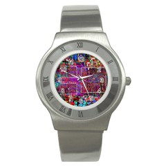 Technology Circuit Board Layout Pattern Stainless Steel Watch by BangZart