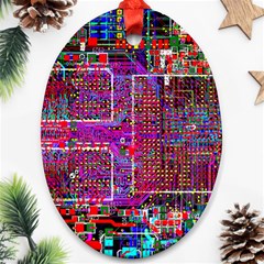 Technology Circuit Board Layout Pattern Oval Ornament (two Sides) by BangZart