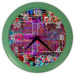 Technology Circuit Board Layout Pattern Color Wall Clocks by BangZart