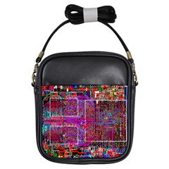 Technology Circuit Board Layout Pattern Girls Sling Bags by BangZart